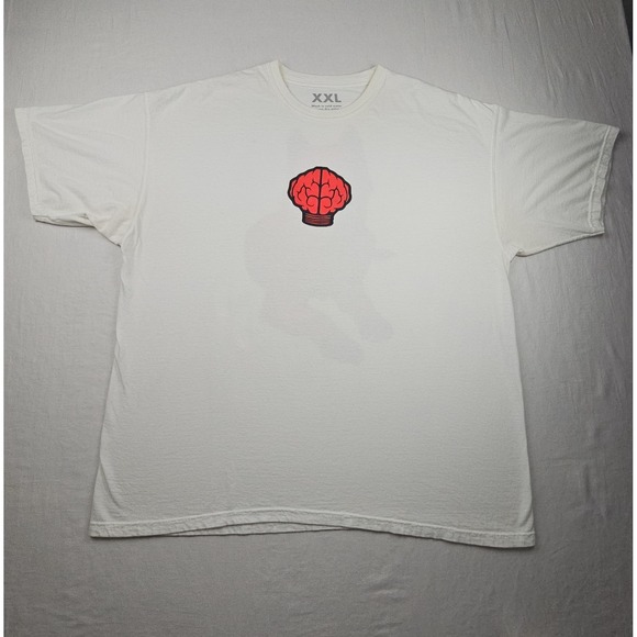 Omar L Other - Omar-L‎ Red Wolf Dog Graphic White T Shirt Brain Front Print Men's XXL